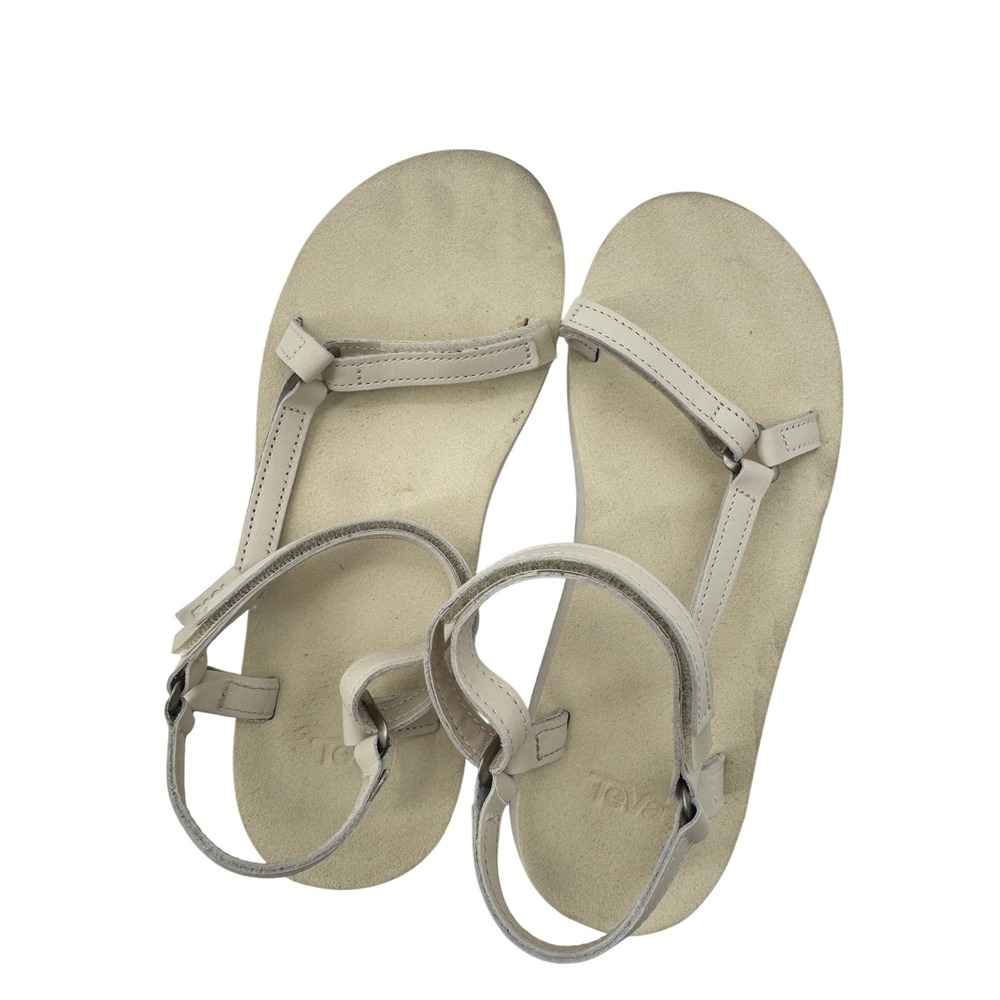 Teva Original Universal Slim Sandal Size 7 Cream Leather Everyday Strappy Summer - Picture 4 of 10